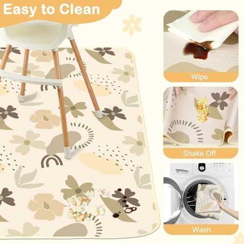 Baby Splat Mat for Under High Chair, Waterproof Floor Protector - Image 3