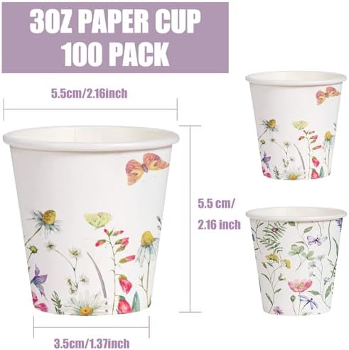 WRAPAHOLIC 3oz Wildflower Butterfly Bathroom Cups - Image 2