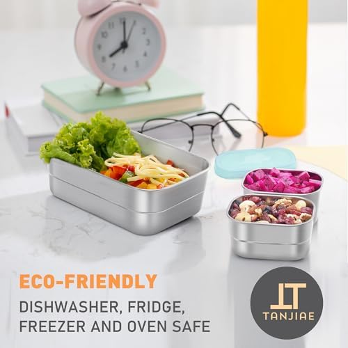 Tanjiae 3 CUP+1 CUP Stainless Steel Lunch Snack Containers Set | Leak Proof 304 - Image 4