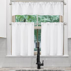 Chyhomenyc White Valance for Windows, Light Filtering Faux Linen Solid Short - Image 3