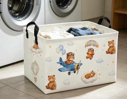 Rectangle Kids Baskets Bear Basket Cute Storage Bin Organizer Boys Box - Image 3