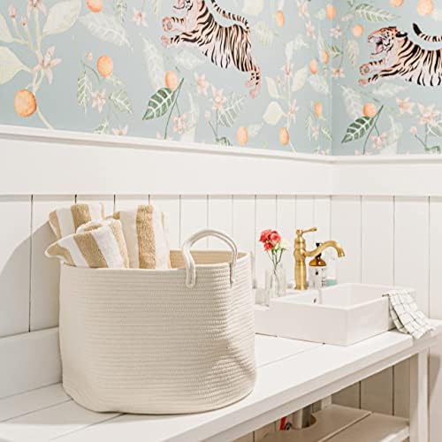 OrganiHaus Round Toy Basket & Blanket Basket, Cotton Rope 20x13" - Image 6
