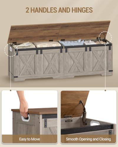 Hzuaneri 59" Farmhouse Storage Chest and Bench | 70 Gal | 330lb Seat - Image 4