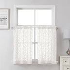 Lecloud Leia Ivory Sheer Curtains 30 Inch Length 2 Pcs, Jacquard Leaf Textured by Lecloud