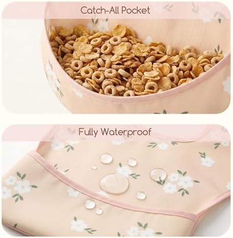 3 Pack Waterproof Baby Bibs for Eating, Mess Proof Feeding Bib - Image 4