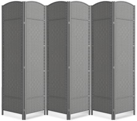 6 Panel Folding Room Divider, Woven Privacy Screen by cocosica