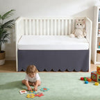 100% Cotton Scallop Edge Crib Bed Skirt, 4-Sided Soft Breathable Cotton Bedding - Image 6