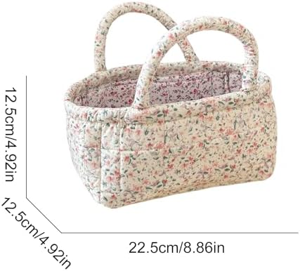 Small Storage Basket Organizer, Mini Fabric Floral Storage Baskets - Image 6