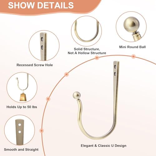 Mini Ball Curtain Holdbacks 4 Pack, Solid Zinc Alloy Wall Mounted Curtain - Image 4