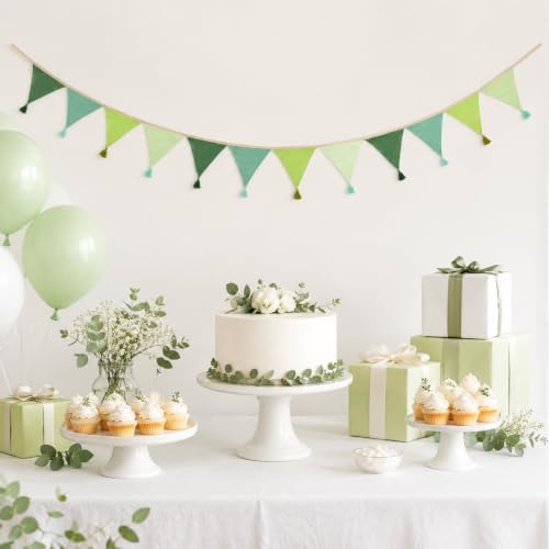G2PLUS Cotton Fabric Bunting Banner, 9Ft Green Triangle Pennant Banner Flag - Image 4