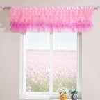 Besutolife Valance Curtains Pink Tulle Valance - Image 6