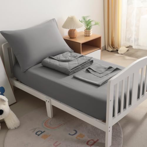 BEDSUM 4pc Toddler Cooling Bedding Set, Rayon Made from Bamboo - Image 6
