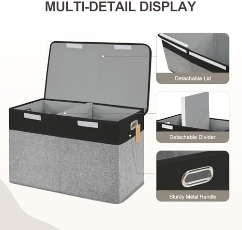 Large Toy Storage Box with Lid, Collapsible Toys Storage Organizer Bins with - Image 3