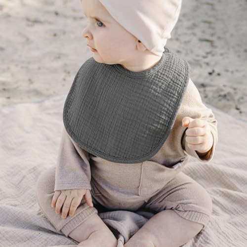 Konssy 8-Pack Muslin Baby Bibs, Adjustable Fit - Image 6
