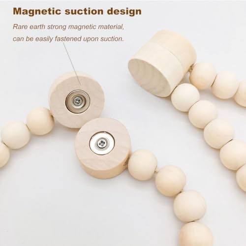 2 Pieces Wooden Beaded Curtain Tiebacks, Tassel Curtain Buckles Magnetic - Image 5
