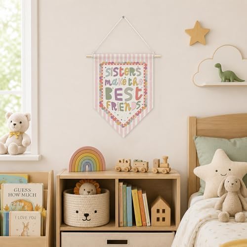 KYTWSFWS Pink Boho Girl Nursery Wall Art Pennant Flag, Girls Room Wall Decor - Image 4
