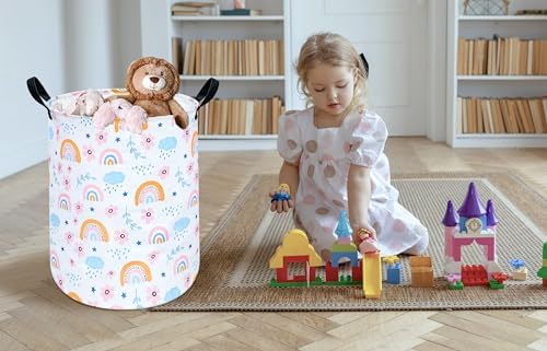 Round Laundry Hamper Storage Basket Bins Clothes Nursery Hamper - Image 4