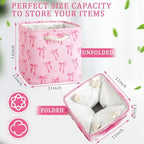 6 Pack Pink Bow Cube Storage Bins Fabric Square Cube Baskets, 11x11 Inch - Image 2