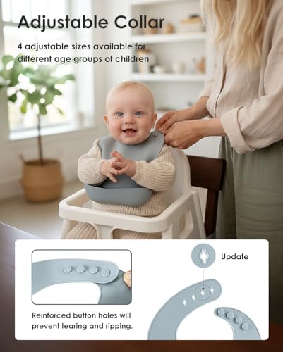 Tiny Marvels Silicone Baby Bibs Set of 3, BPA-Free Waterproof Feeding Bib - Image 5