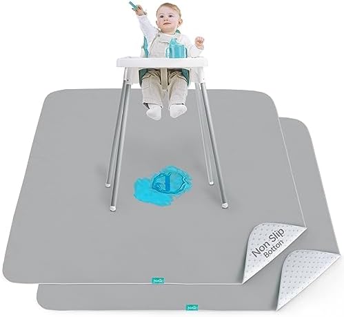 Splat Mat 2 Pack for Under High Chair Waterproof Splash Mat 42''×46'' by Bilobanbabybedding