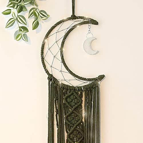 Olive Macrame Moon Dream Catcher - Image 2