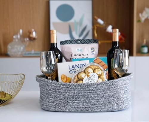 Woven Cotton Rope Storage Basket, Cube Changing Table Organizer - Image 4
