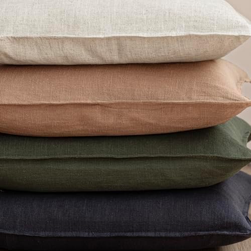 Foindtower Linen Solid Decorative Throw Pillow Cover 22x22 Inch Dark Green - Image 5
