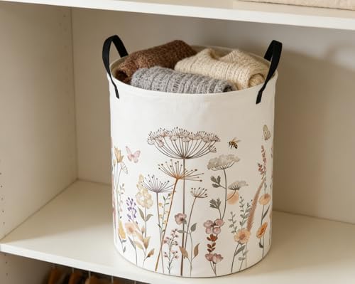 ESSME Kids Laundry Basket, Flower Hamper Collapsible Canvas Waterproof Storage - Image 6