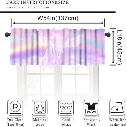 Unicorn Window Valance, Cute Cartoon Wings Fantasy Rainbow Sky Stars Clouds - Image 2