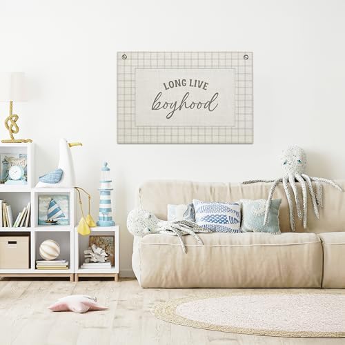 Long Live Boyhood Banner – Boy Room Decor Linen Banner Hanging Flag Retro Pink - Image 7
