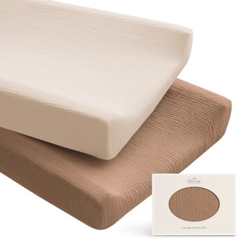 Konssy 100% Cotton Muslin Changing Pad Cover 2 Pack by Konssy