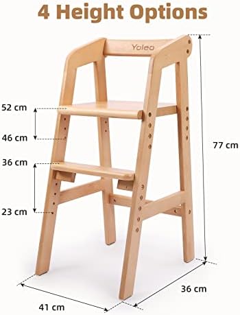 Wooden High Chair for Toddlers, Adjustable Feeding Chair - Image 2