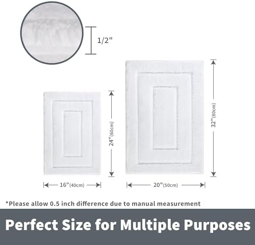 GRANNY SAYS White Bathroom Rugs Set 2 Piece, Non Slip Microfiber Bath Mats - Image 2