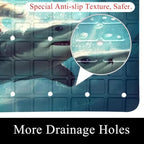 Shower Mat Non Slip 26.8 x 15.1 Inches, Funny Cat Riding Shark Ocean Bathtub - Image 2