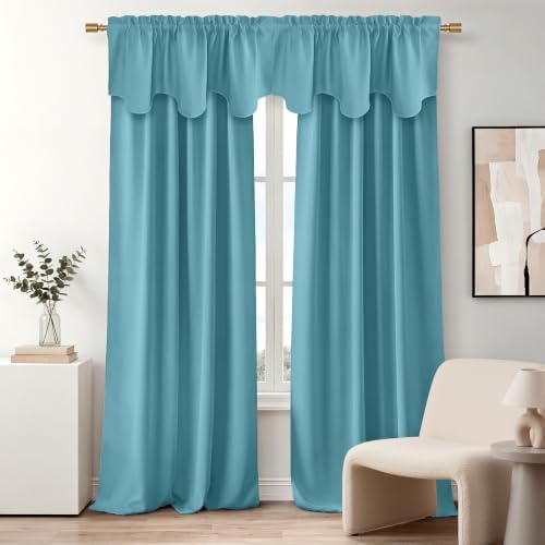 NICETOWN Teal Blue Blackout Window Curtain Valance - Image 6