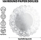 MCEAST 100 Pack Round Silver Paper Doilies 13.5 Inches Lace Paper Place Mats - Image 2