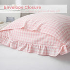 2 Pack Blush White Gingham Ruffle Standard Pillow Shams 20"x26" - Image 4