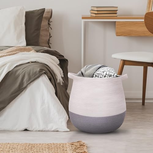 Large Cotton Rope Basket, Woven Storage Basket - Image 5