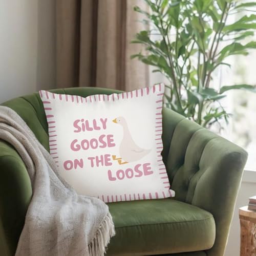 Pretty Pink Silly Goose Pillow Cover Toddler Girl Bedroom Decor - Image 6