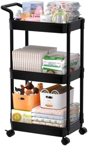 Volnamal Diaper Caddy, 3 Tier Rolling Cart by Volnamal
