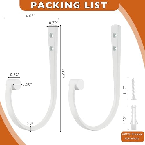 Curtain Holdbacks 2Pcs, Matte White Barrel Zinc Alloy Curtain Tiebacks - Image 5