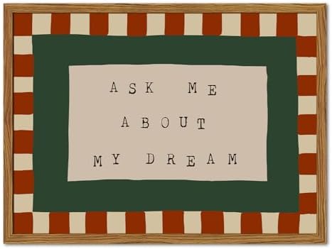 Framed Ask Me About My Dream Wall Art, Retro Red Green Checkered Pictures Wall by Unknown