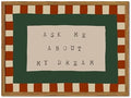 Framed Ask Me About My Dream Wall Art, Retro Red Green Checkered Pictures Wall by Unknown