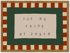Framed Ask Me About My Dream Wall Art, Retro Red Green Checkered Pictures Wall by Unknown