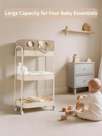 Fortella Baby Diaper Caddy, 3 Tier Rolling Cart - Image 2