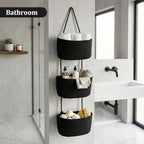 TeoKJ Over the Door Hanging Basket, 3-Tier Woven Cotton Wall-Mounted Storage - Image 6