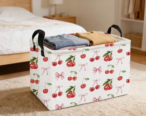 Essme Rectangular Kids Baskets, Cherry Storage Box, Cute Basket - Image 6