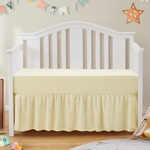 SiinvdaBZX 2-Piece Set Ruffled Crib Skirt & Crib Sheet by SiinvdaBZX