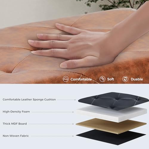 DUMOS 43 Inch Folding Storage Ottoman Bench, Large Ottoman - Image 5