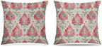 Vintage Boho Pink Teal and Gold Damask Floral Pillow Covers 18x18 Set of 2 by Unknown